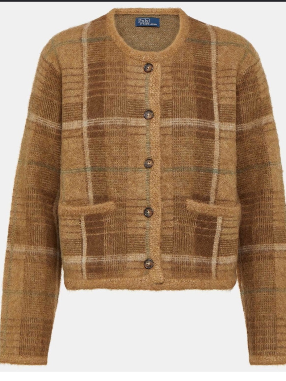 Vintage Polo Ralph Lauren Checked intarsia alpaca and wool cardigan